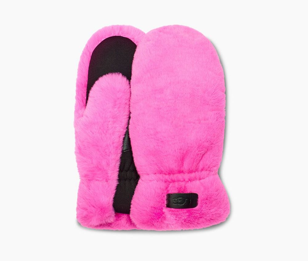 Ugg Gloves Canada - Ugg Women's All Over Faux Fur Mitten Rose